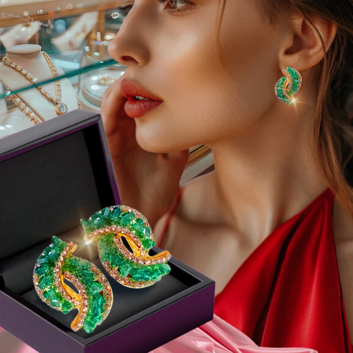 Pendientes de Cristal Verde Brillante