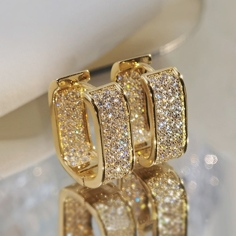 Pendientes De Cristal Banados En Oro