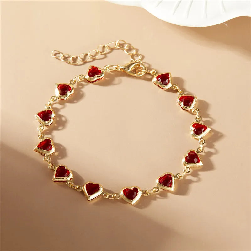 Brazalete De Corazones De Cristal