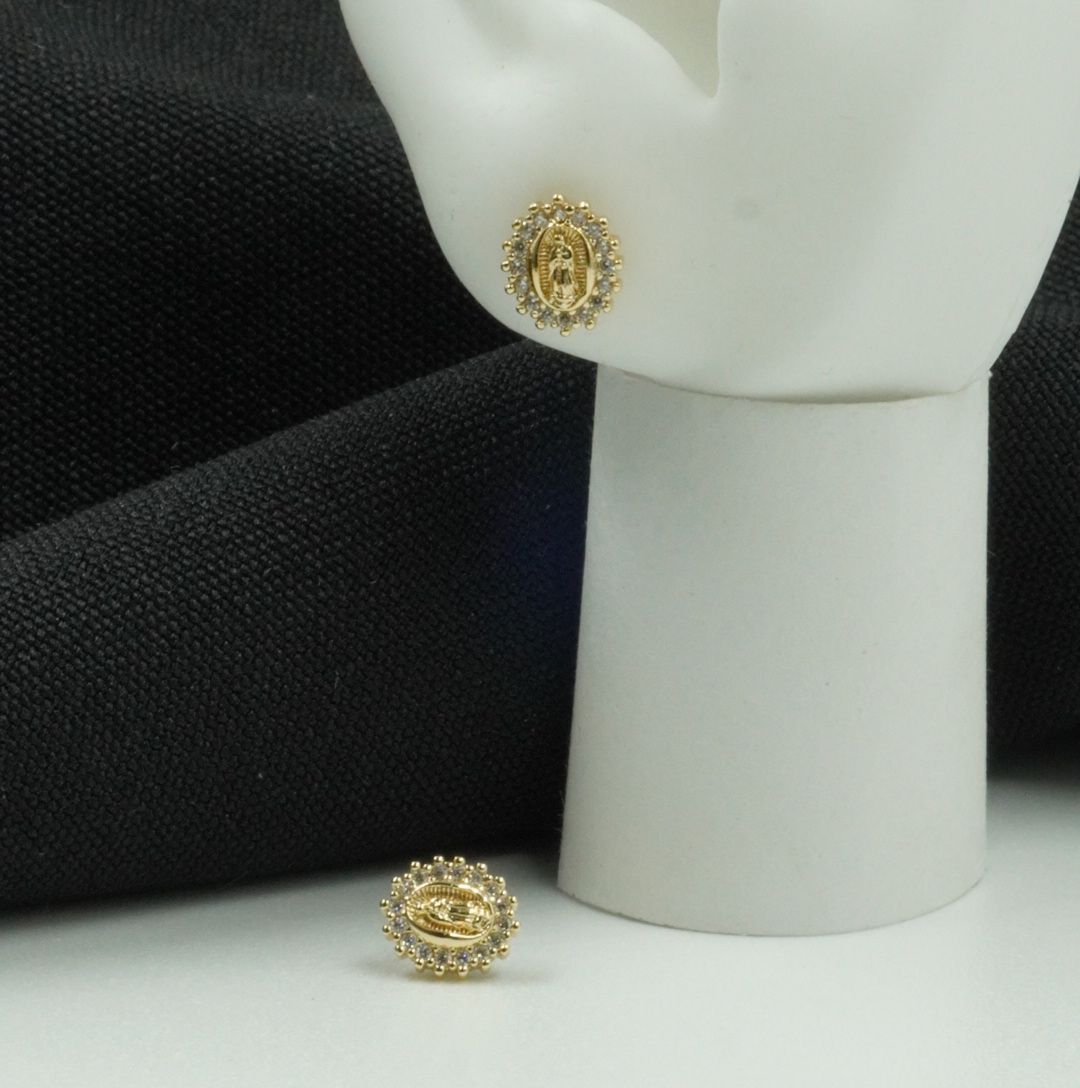 Topo Virgen Oro Laminado Dorado con Circones