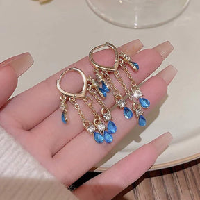 Pendientes Elegantes De Cristal Azul