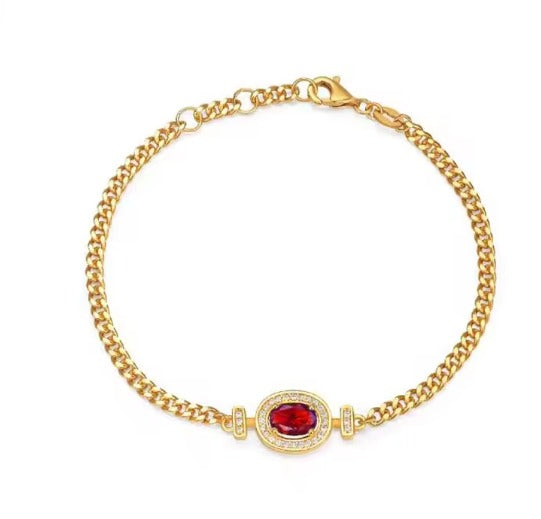 Brazalete Elegante De Cristal Rojo