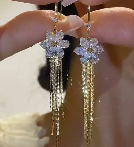 Pendientes Elegantes De Flor De Cristal - Florenc