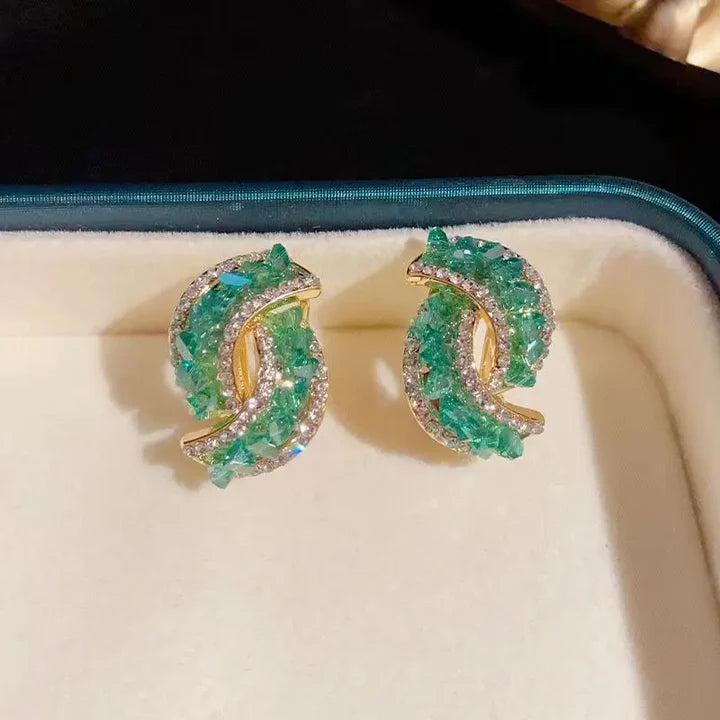 Pendientes de Cristal Verde Brillante