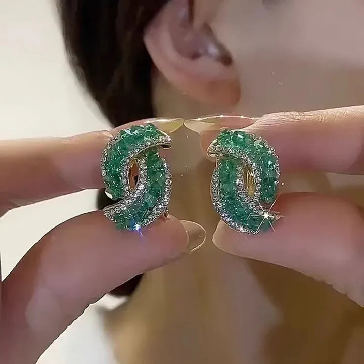 Pendientes de Cristal Verde Brillante