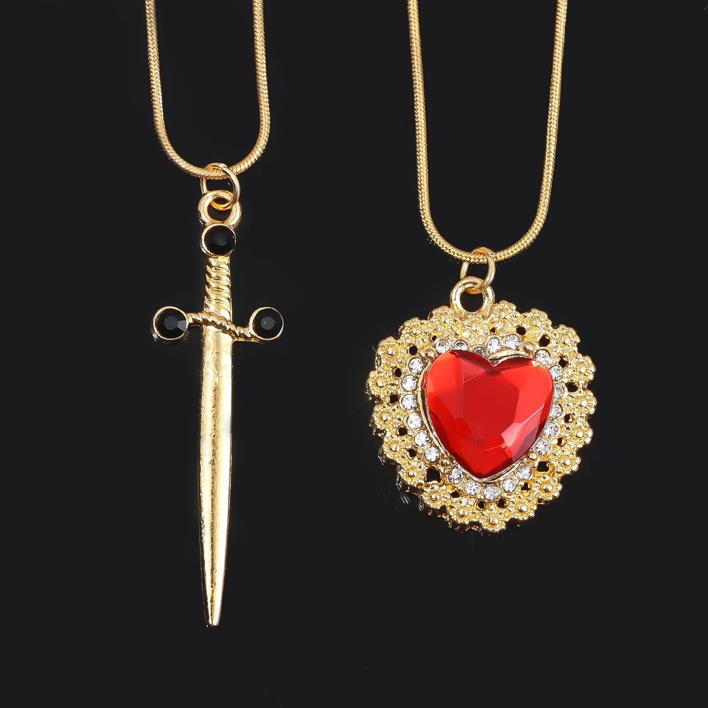 Cadenas Pareja Corazón con Espada / Daga
