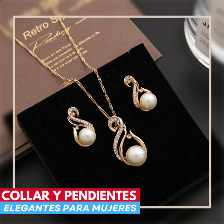 Set De Perla Dije Y Pendientes