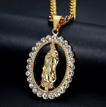 Collar Virgen Maria Con Cristales