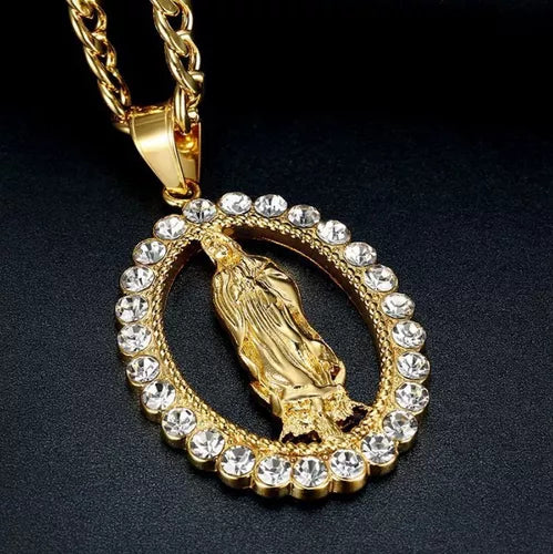 Collar Virgen Maria Con Cristales