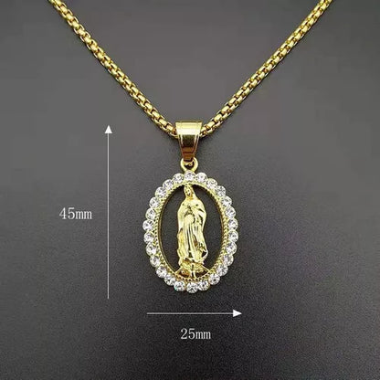 Collar Virgen Maria Con Cristales