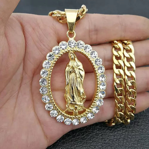 Collar Virgen Maria Con Cristales