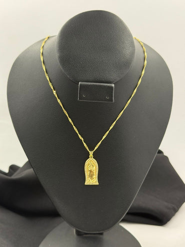 Cadena Singapur con Dije Virgen de Guadalupe