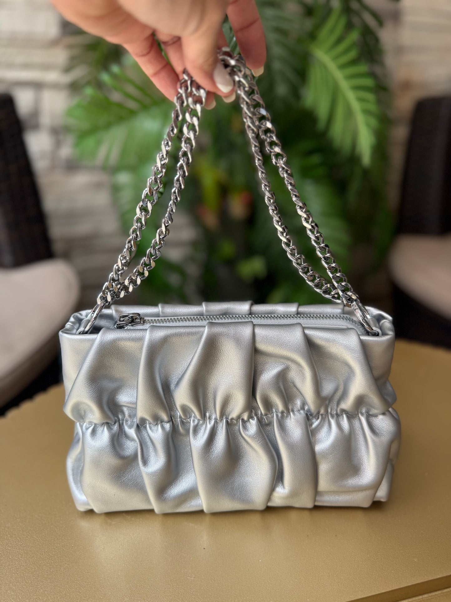 Bolso Rosa Con Cadena Chic