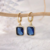 Pendientes Dorados Con Cristal Azul