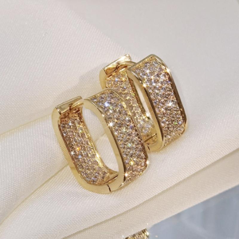 Pendientes De Cristal Banados En Oro