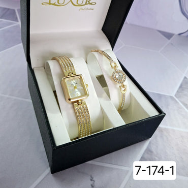 Reloj + Pulsera LUXUR Dorado