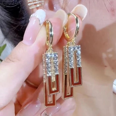 Pendientes Elegantes De Cristales