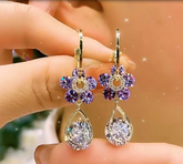 Aretes De Cristal En Forma De Flor